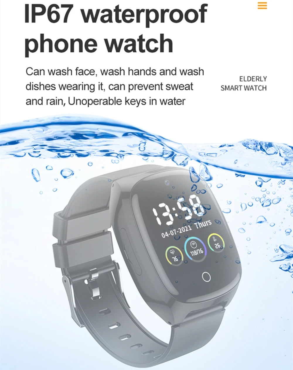 Smartwatch de Segurança para Seniores - Deteção de Queda e SOS