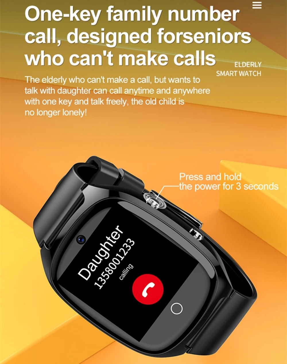 Smartwatch de Segurança para Seniores - Deteção de Queda e SOS