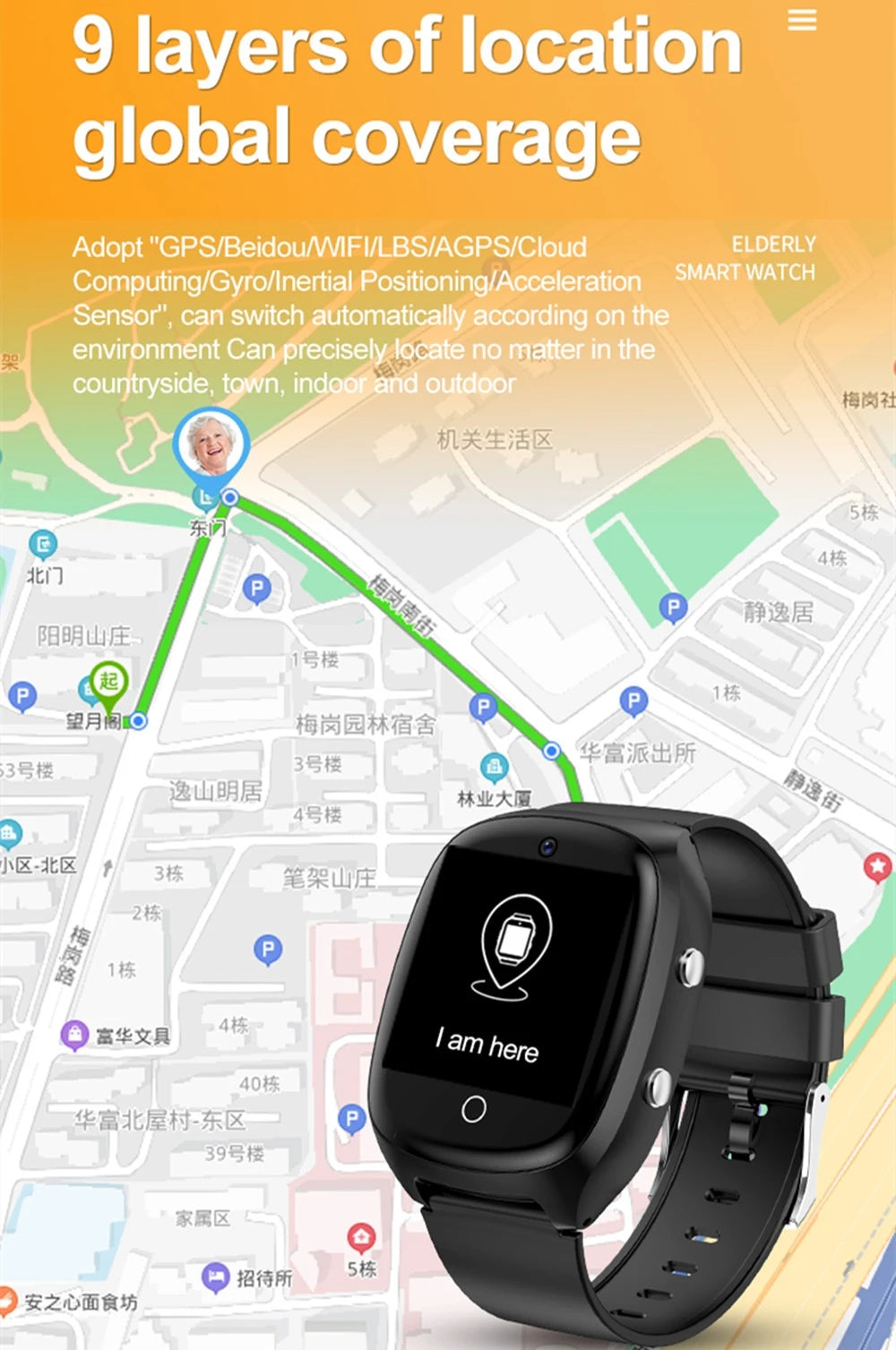 Smartwatch de Segurança para Seniores - Deteção de Queda e SOS